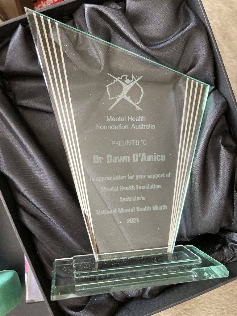 Appreciation award from the Mental Health Foundation, Australia